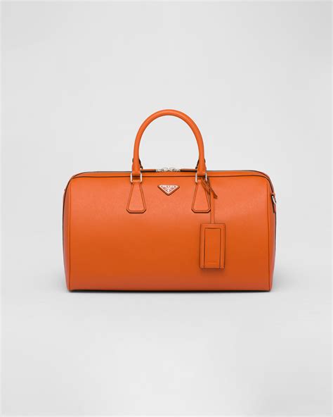 prada alma saffiano 25|Papaya Saffiano Leather Travel Bag .